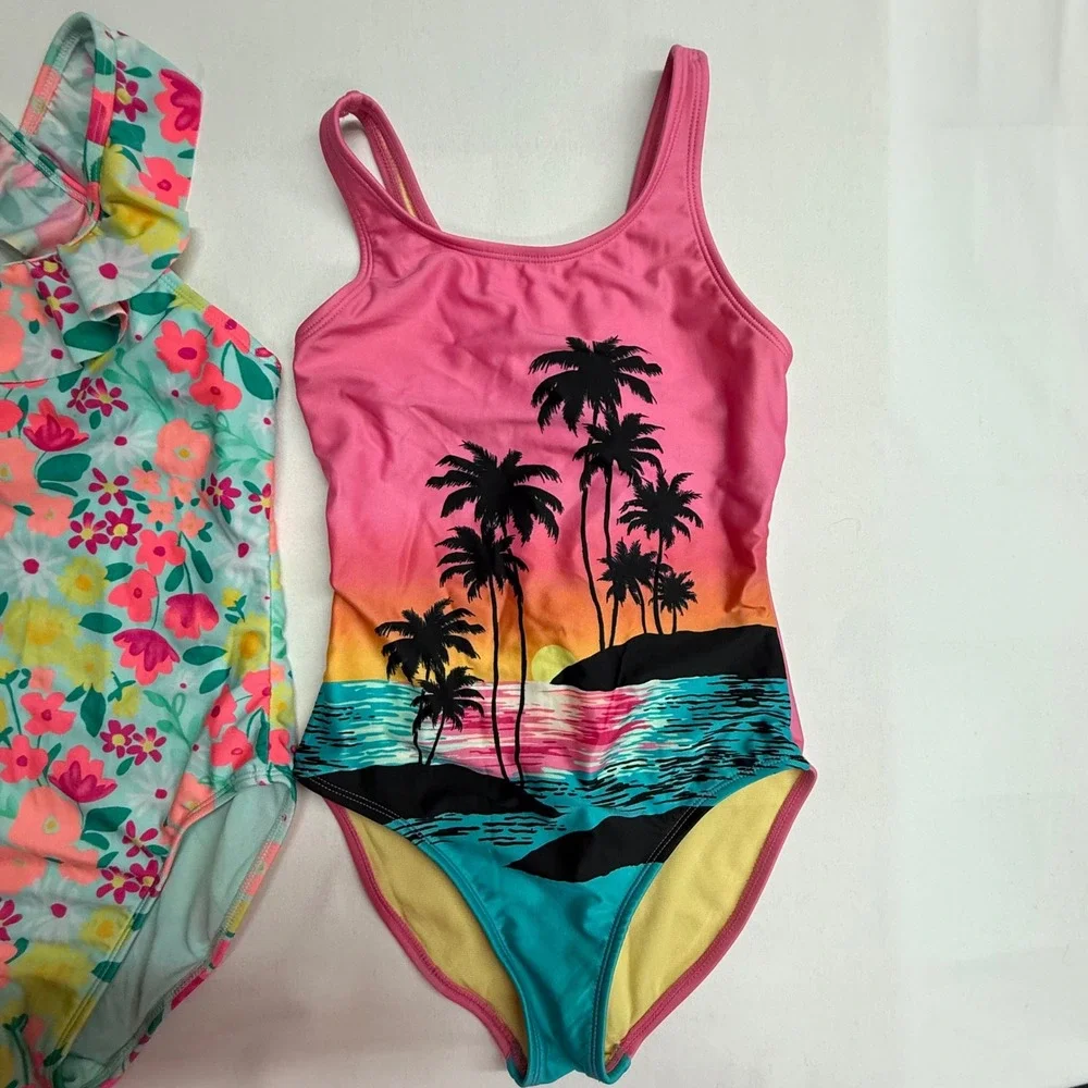 Girls Swimsuit Bundle Lot 2‎ Size Large 10/12 Cat & Jack Art Class One Piece